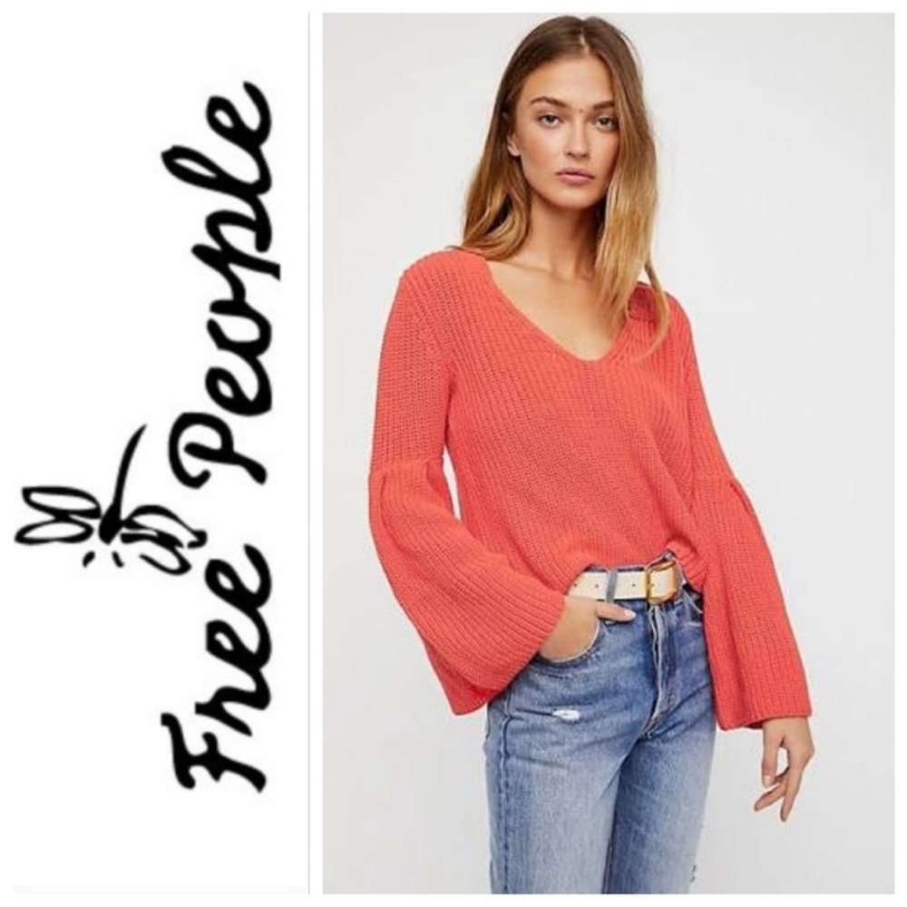 Free people coral flared sweater